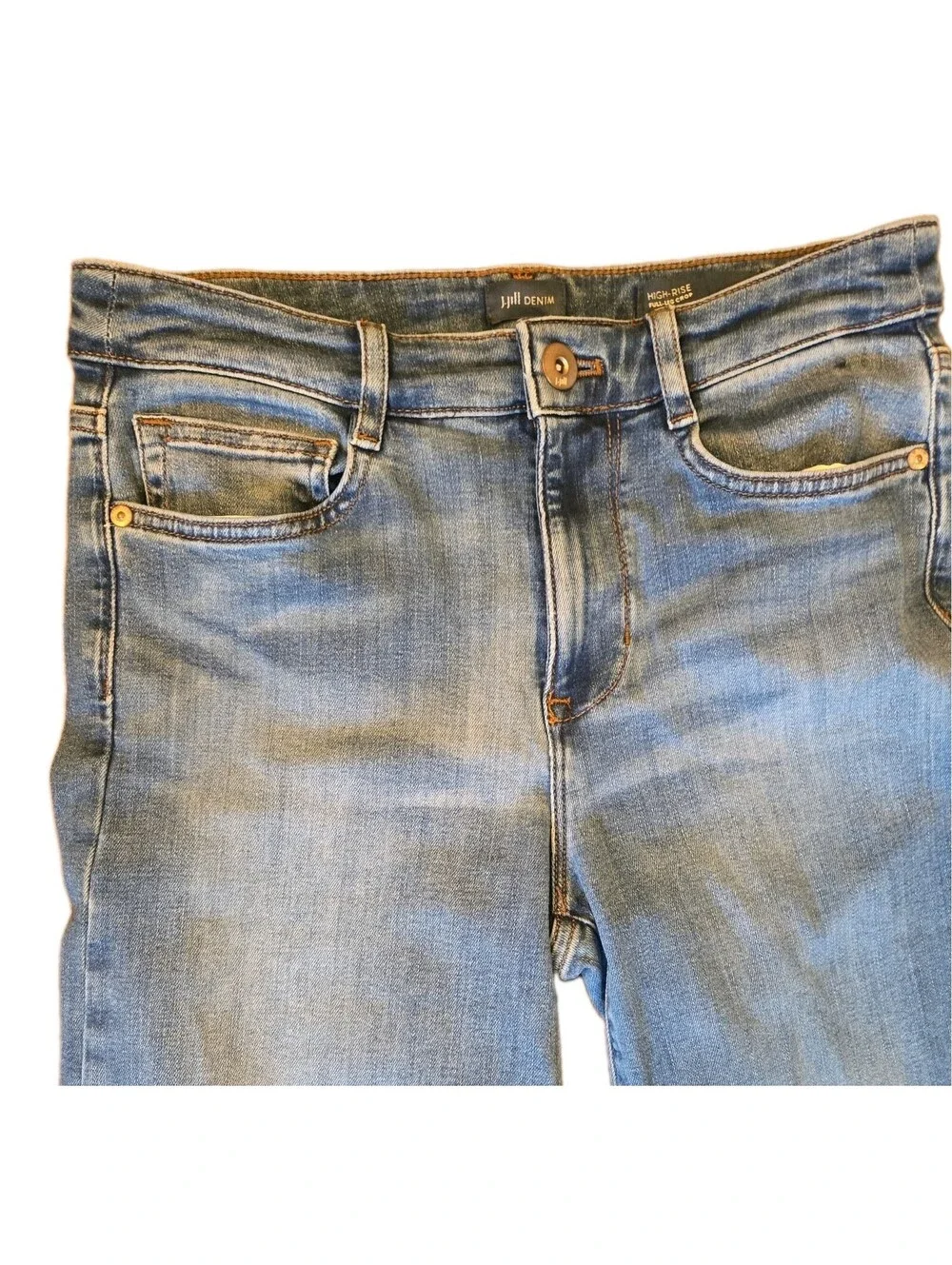 J Jill High Rise Full Leg Crop Medium Wash Jean Sz 4 Wide Leg Boho Womens